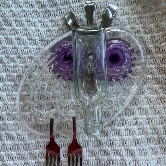 Glass Garden Owl- purple- handmade - Picture 4 of 6